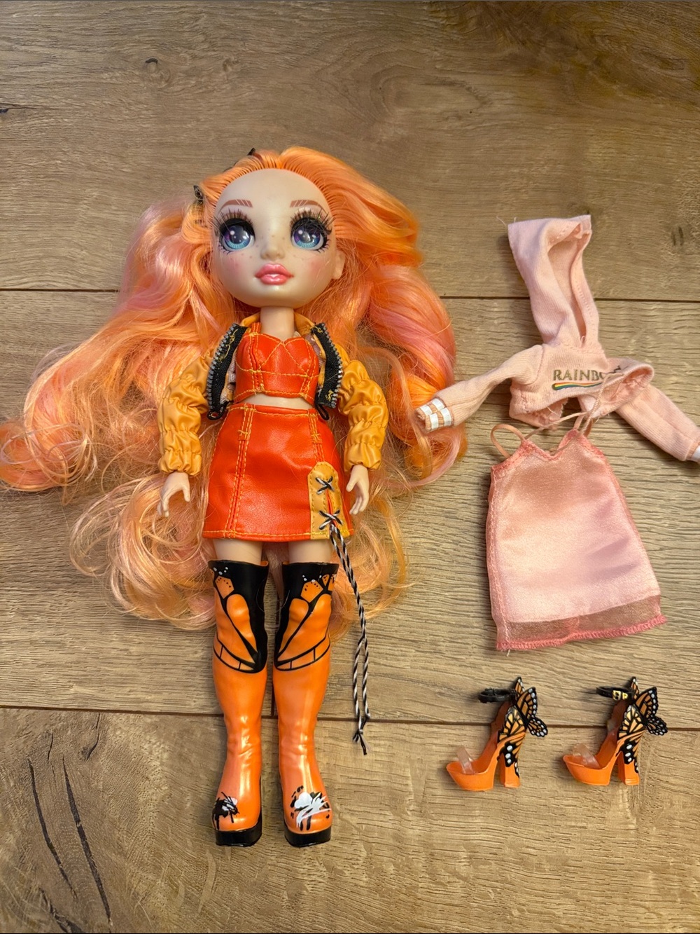 Rainbow High “Poppy”Butterfly Fashion Doll with Coordinating Outfit and Boots